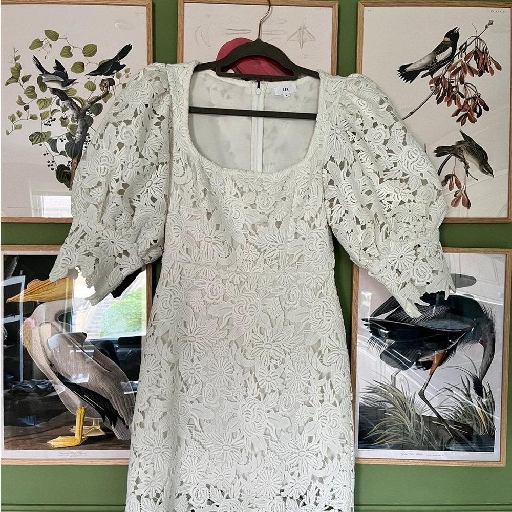 LPA Ivory Floral Lace Long Sleeve Dress